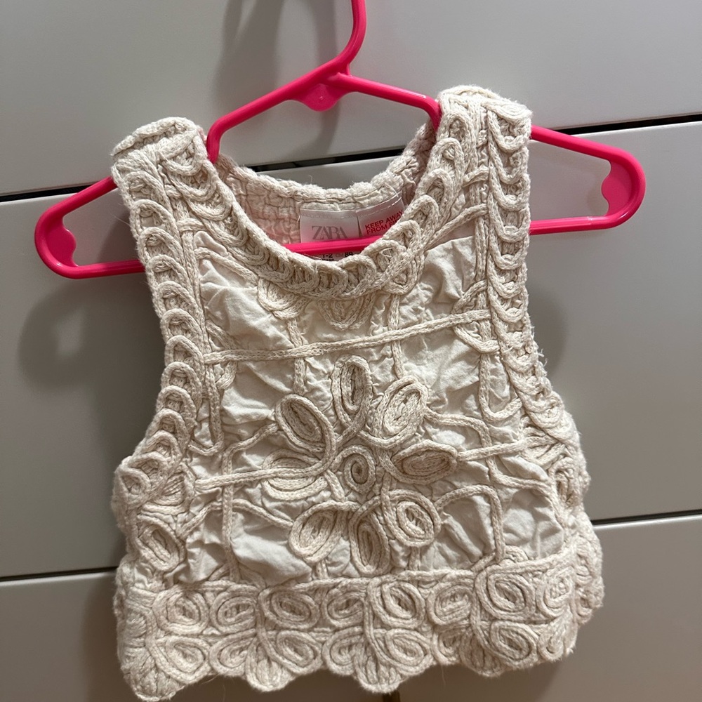 Zara Ivory Textured Knit Top